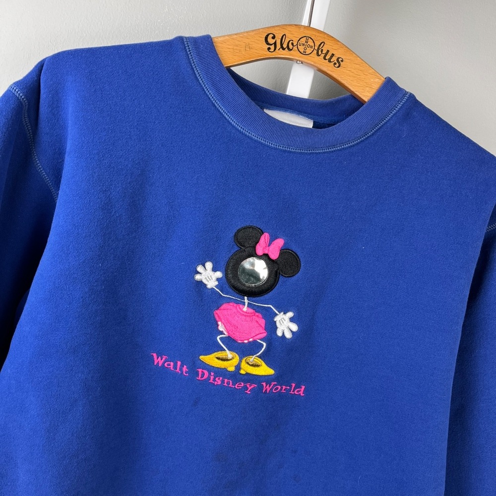 Walt Disney World Crewneck Sweatshirt Womens L Blue Minnie Mouse Vintage